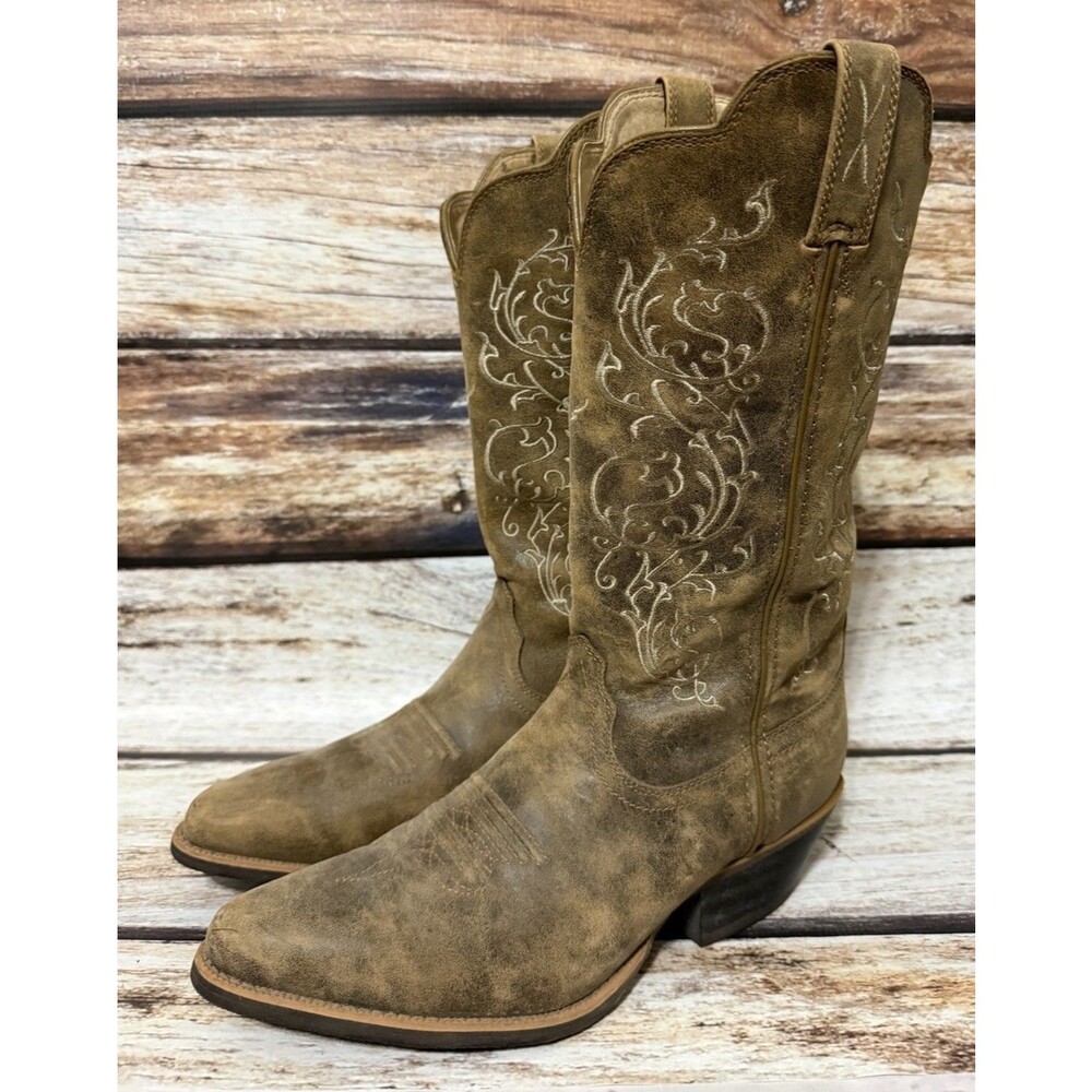 Twisted X Womens Fancy Stitched Brown Bomber Cowboy Boots WWT0025 Size 8.5 B